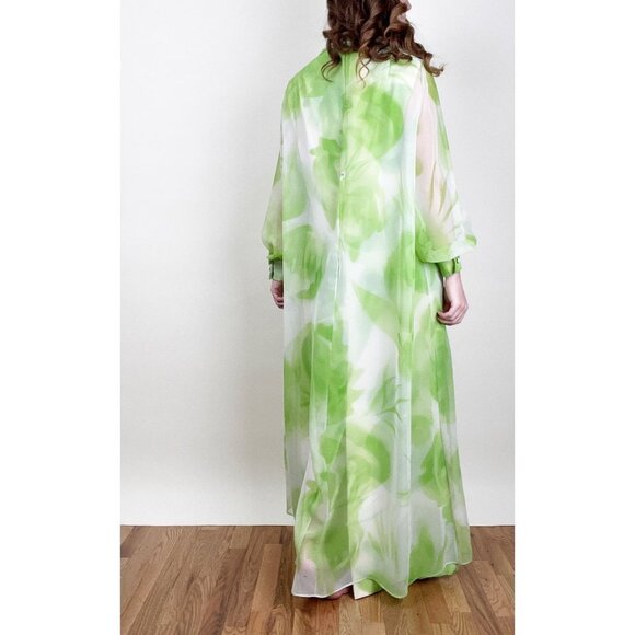 Vintage Union Made 70's Chiffon Kaftan Maxi Dress Hippie Boho Bohemian Shift 70s - Picture 4 of 9